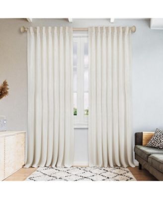 Extra Long Linen Blend Light Filtering Curtains for Living Room (2 Panels), 52"x108"