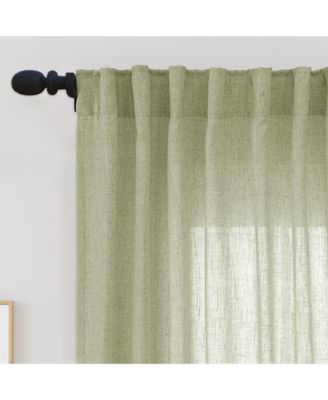 Linen Blend Light Filtering Curtains for Living Room (2 Panels), 52"x84"