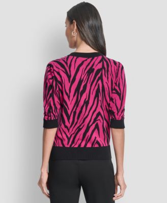 Women's Zebra Print Crew Neck Sweater