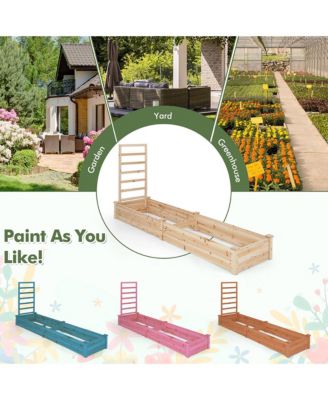 Raised Garden Bed Wooden Planter Box with Divided Space