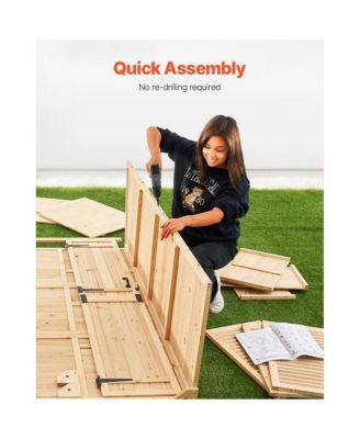 Outdoor Wooden Storage Shed with Lock, Waterproof Garden Tool Organizer