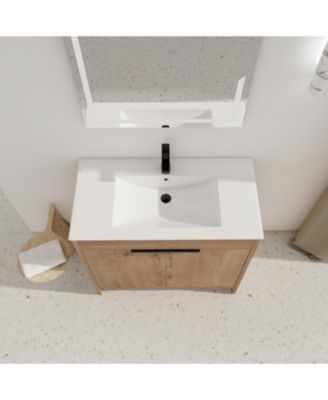 36 Inch Freestanding Vanity with White Ceramic Sink and Soft-Close Cabinet Doors