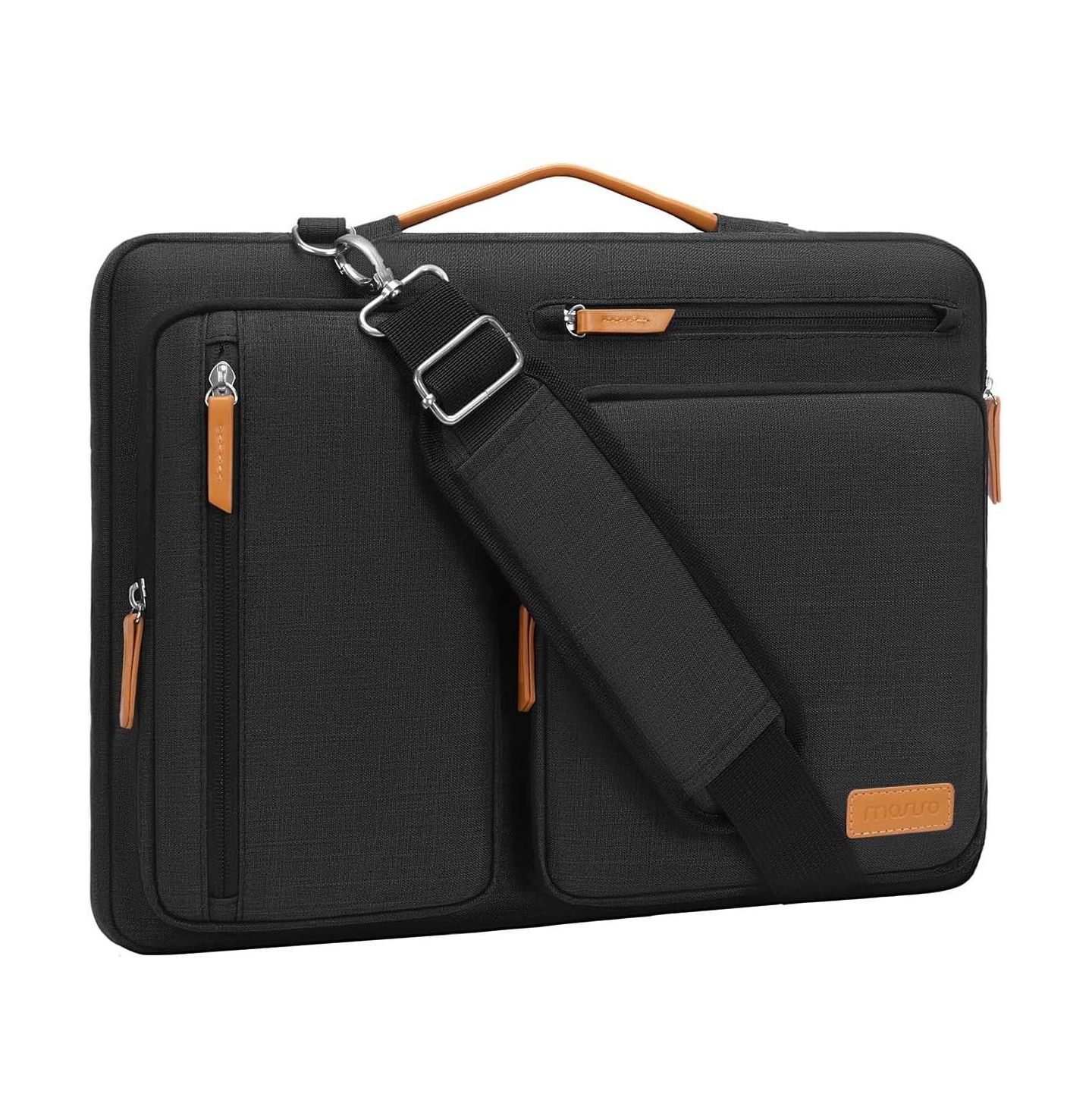 Женская сумка MOSISO Black 360 Protective Laptop - Side Open Messenger for 15-16" MacBook Pro, HP, Dell & Lenovo TSA-Friendly Shoulder Bag w/ 4 Zipper Pockets — фото 1