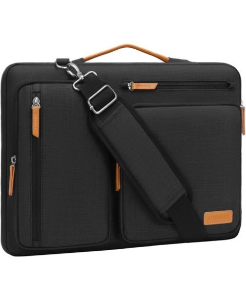 Женская сумка MOSISO Black 360 Protective Laptop - Side Open Messenger for 15-16" MacBook Pro, HP, Dell & Lenovo TSA-Friendly Shoulder Bag w/ 4 Zipper Pockets
