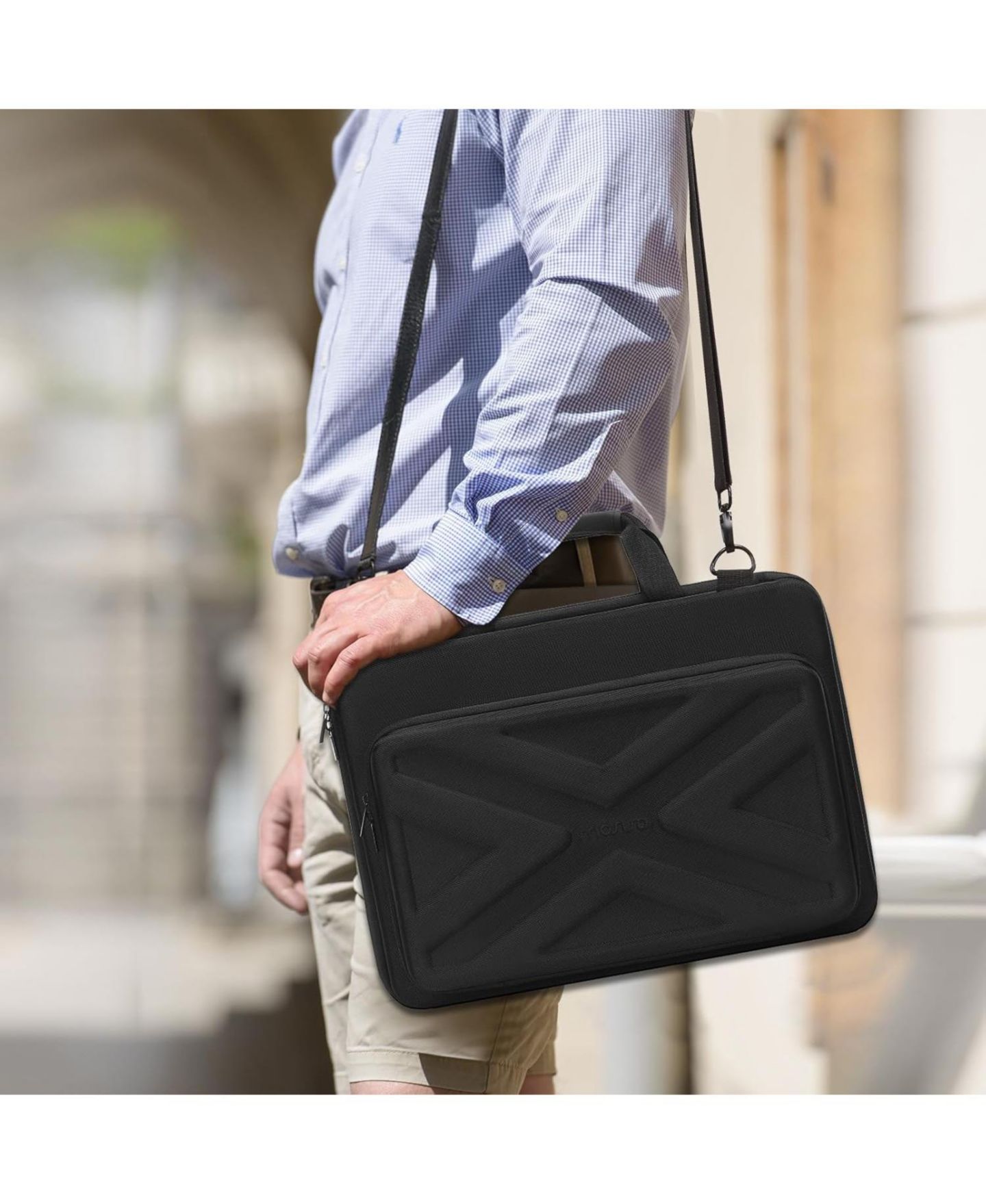 Сумка MOSISO Black Hard Shell Laptop Case - 15-15.6 Inch Computer, Compatible with MacBook, HP, Dell, Lenovo, Asus - 16 Inch Laptop Bag with Front Pocket, цвет: Чёрный — фото 4