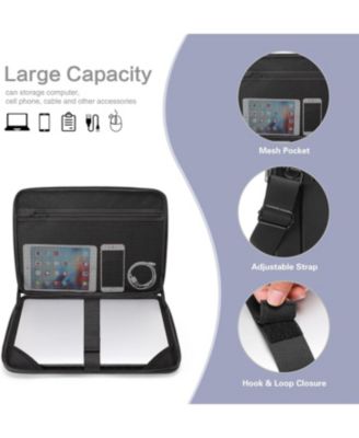 Black Hard Shell Laptop Sleeve - 15.6"/16" Abstract Geometric Waterproof Case with Strap for MacBook/HP/Dell/Lenovo/Asus