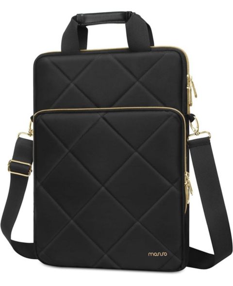Женские портфели MOSISO 15.6 Inch Laptop Messenger Bag, Rhombus Quilted Shoulder Briefcase with Front Pocket & Handle - Fits MacBook Pro 16, Dell, HP, Lenovo - Black