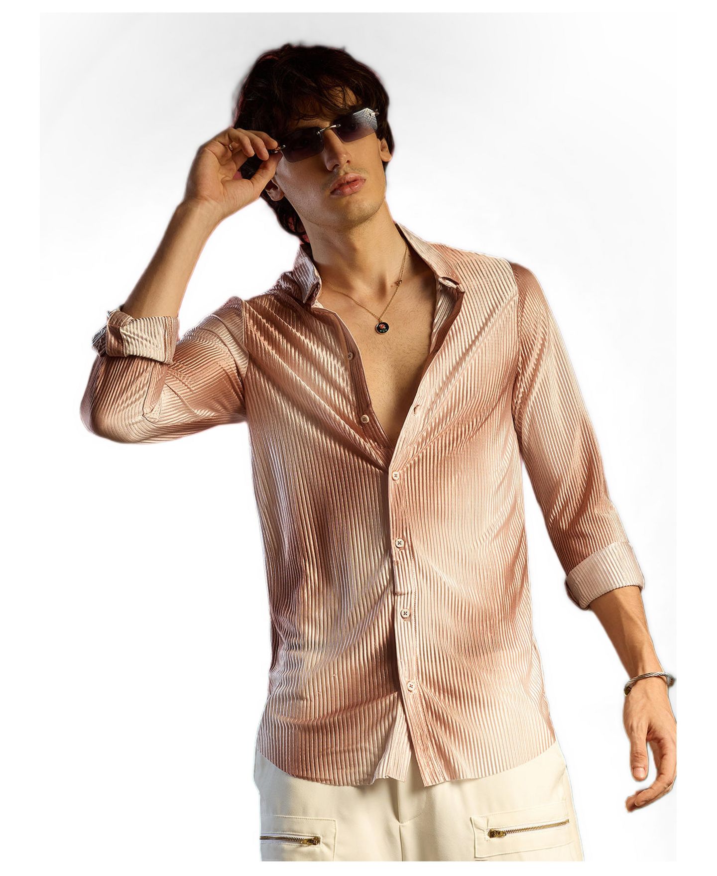 Мужская рубашка Cahoot Campus Sutra Ombre-Pleated, цвет: Коричневый — фото 1