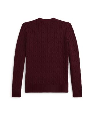 Big Boys Cable-Knit Cotton V-Neck Cardigan Sweater