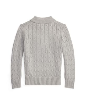 Big Boys Cable-Knit Cotton Polo Sweater