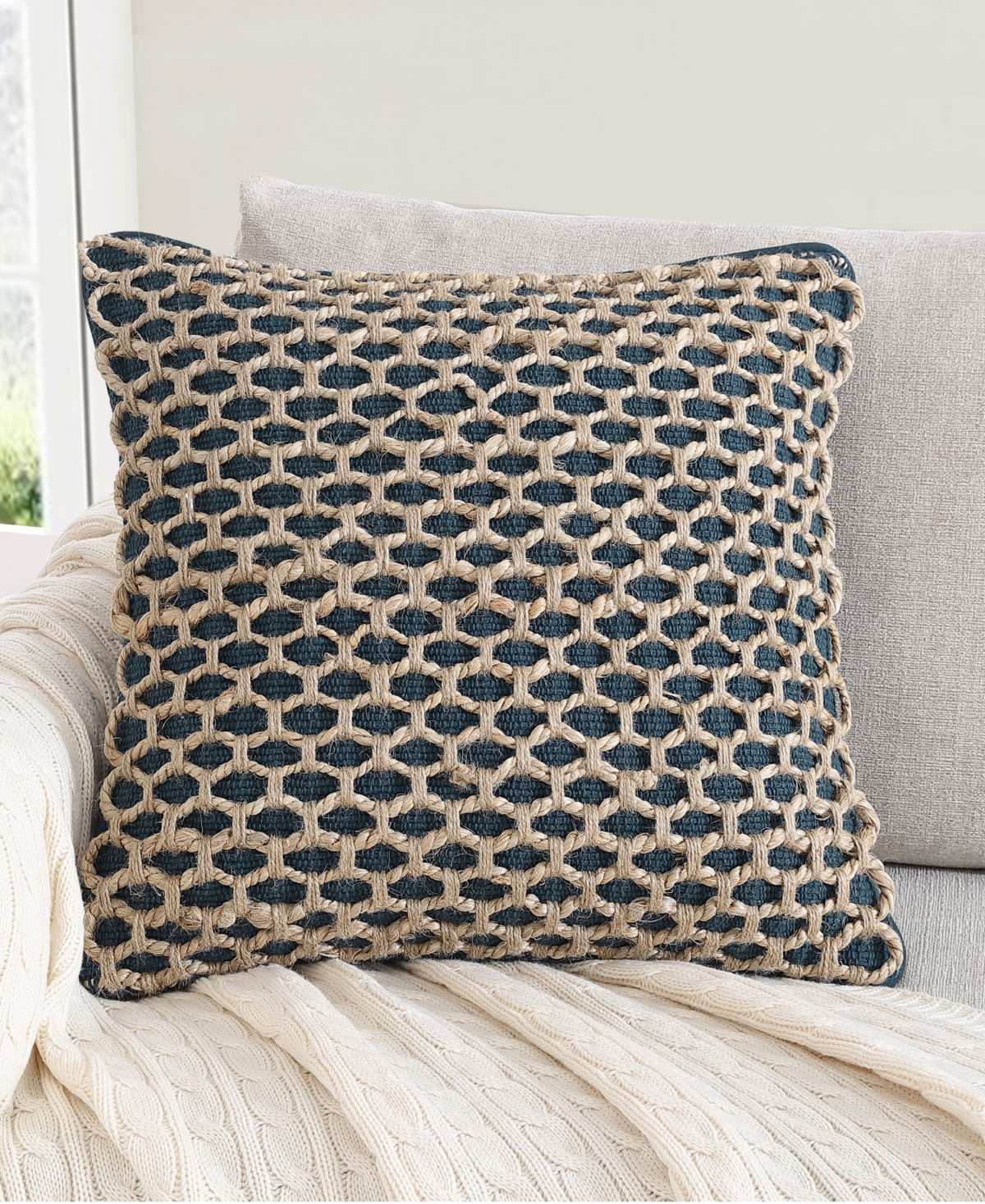 Boho Living Jada Jute Decorative Pillow, 18" X 18" In Purple