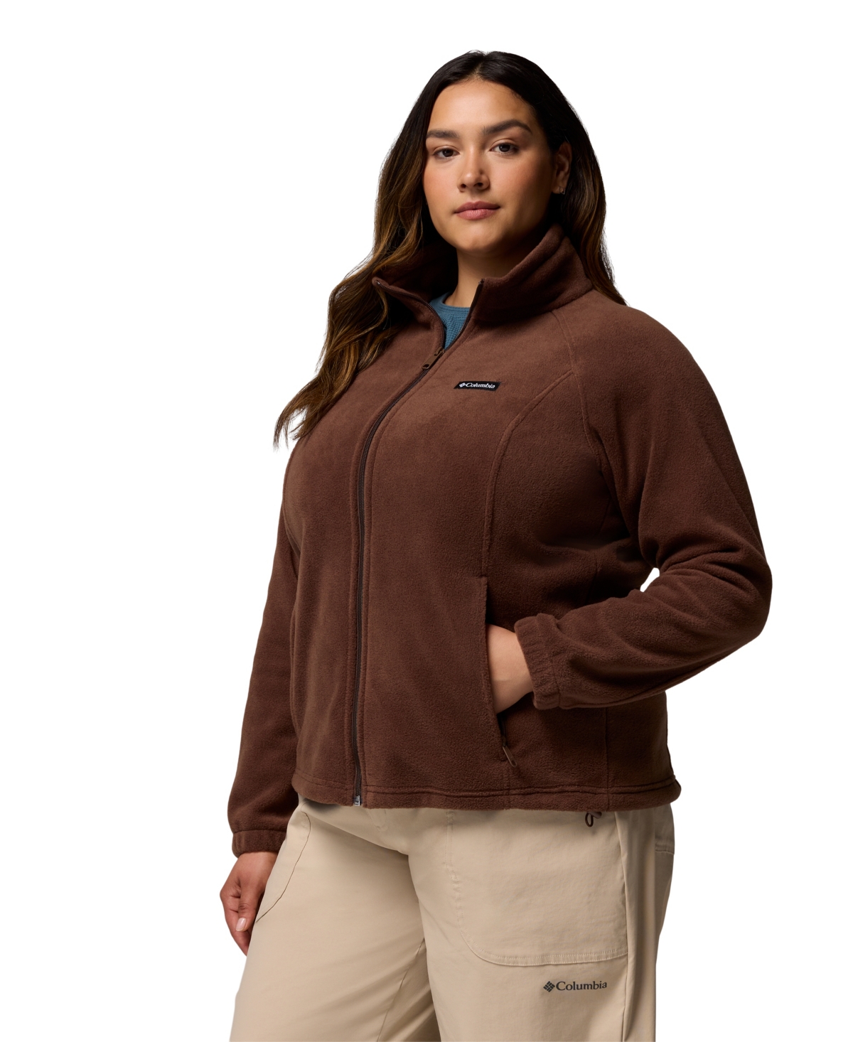 Columbia Plus Size Benton Springs Fleece Long Sleeve Jacket In Brown