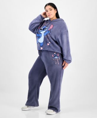 Trendy Plus Size Stitch Fleece Pullover Hoodie & Stitch Fleece Drawstring Pants