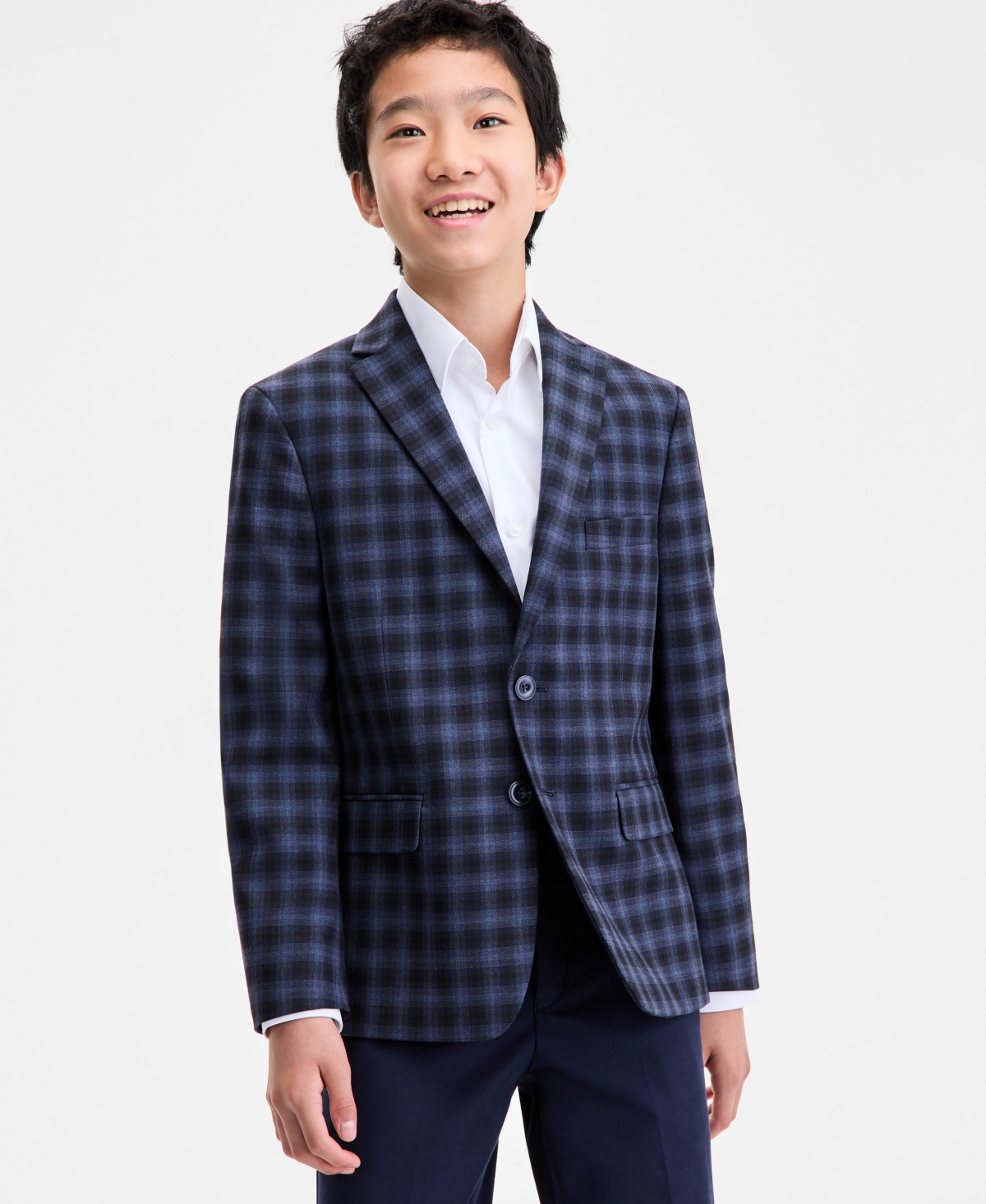 Michael Kors Big Boys Checkered Notch Lapel Jacket