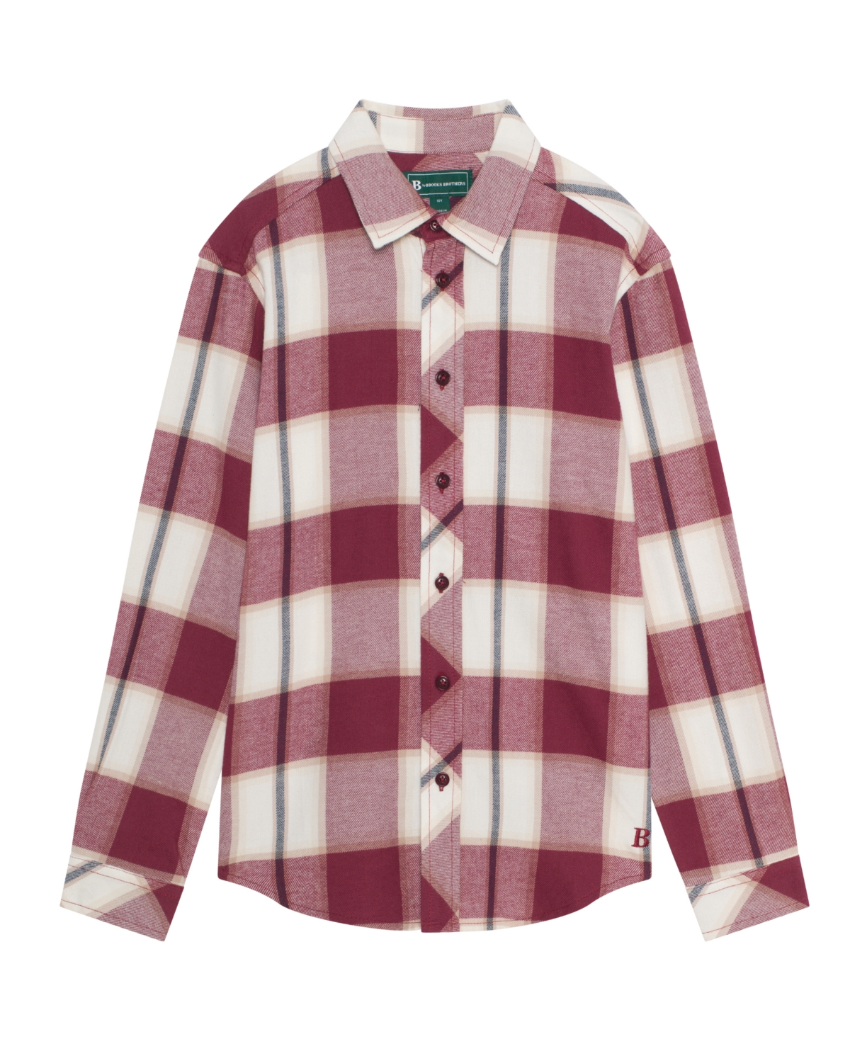 B By Brooks Brothers Big Boys Plaid Long Sleeve Shirt In Burgundy