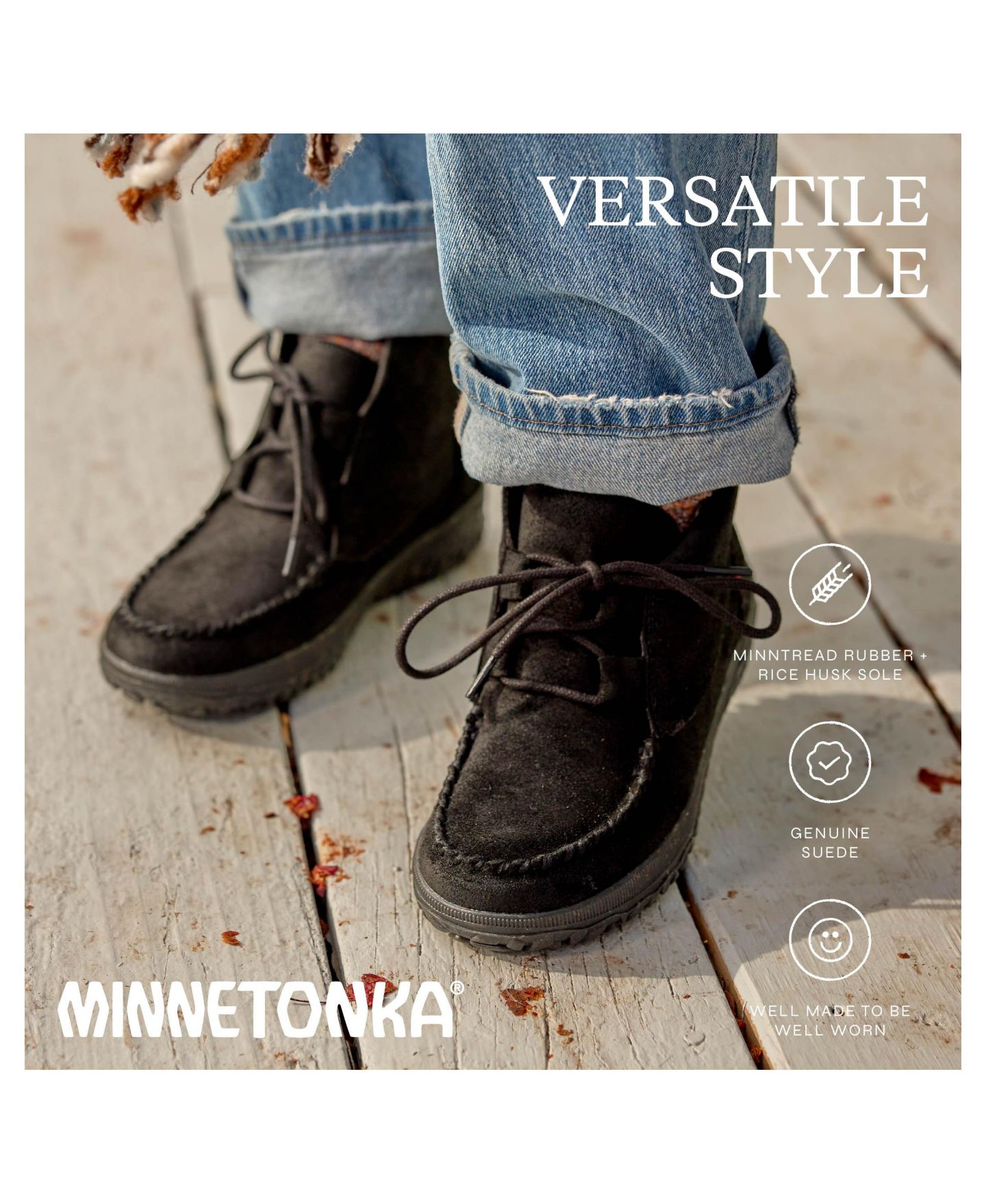 Женские ботинки Minnetonka Tealey Lace-up Suede Ankle, цвет: Чёрный — фото 5