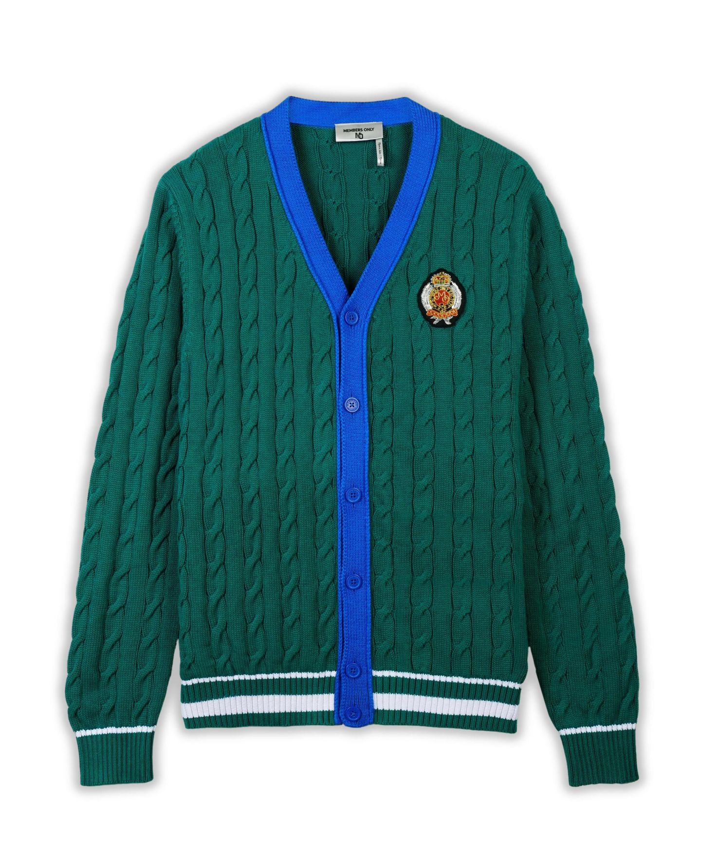 Мужской кардиган Members Only Cable Knit, цвет: Зелёный — фото 6