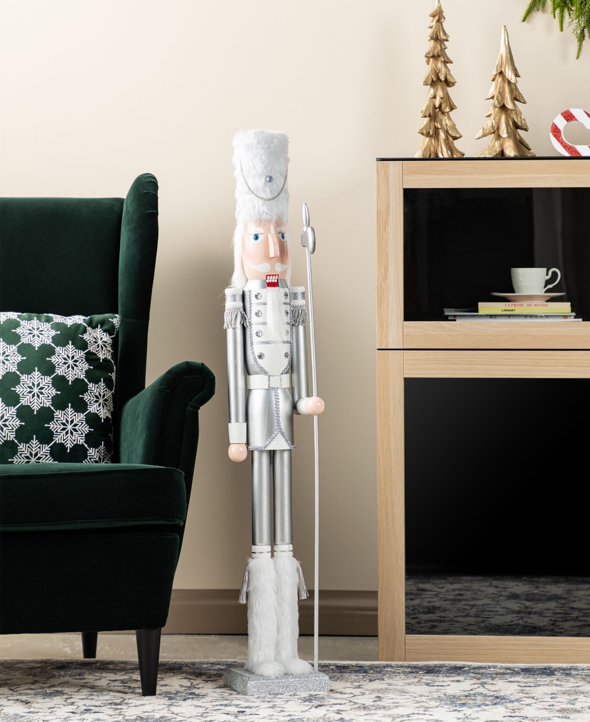 Glitzhome 42" Wooden Christmas Soldier Nutcracker In Multi