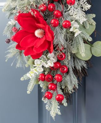 28" Christmas Magnolia Berry Teardrop