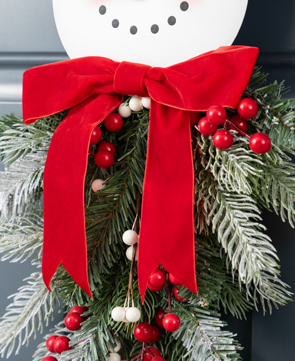 Glitzhome 25" Greenery Snowman Door Hanger In Multi