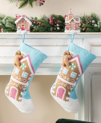 21" Hooked Gingerbread House Stocking