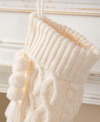 22" Knitted Christmas Stocking with Pompon Tassel