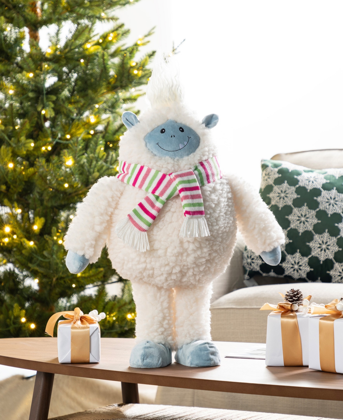 Glitzhome 22" Christmas Fabric Standing Yeti In Multi