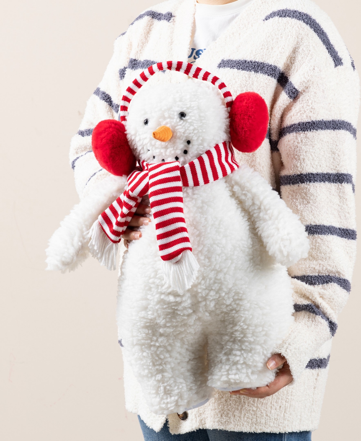 Glitzhome 17.75" Christmas Fabric Standing Snowman In Multi