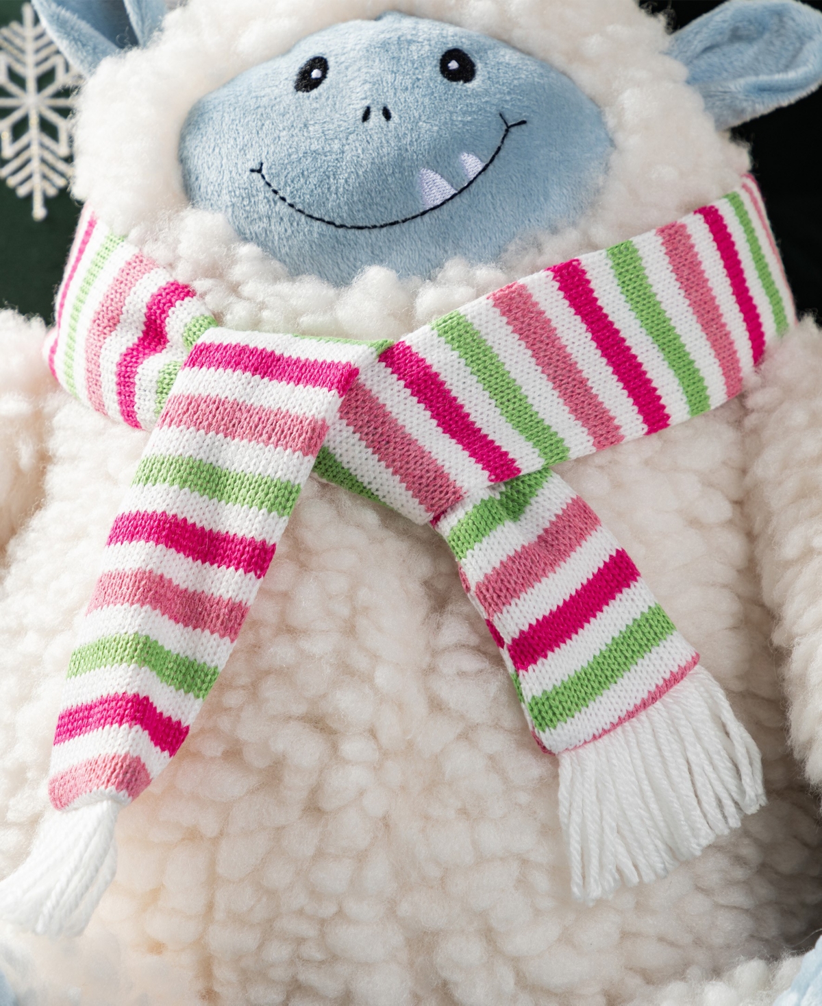 Glitzhome 21.75" Christmas Fabric Yeti Shelf Sitter In Multi