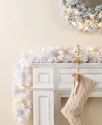 Pre-Lit Snow Flocked White Pine Christmas Garlands, Set of 2