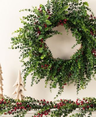 Christmas Greenery Dripping Eucalyptus Wreath and Matched Garlands, Set of 3