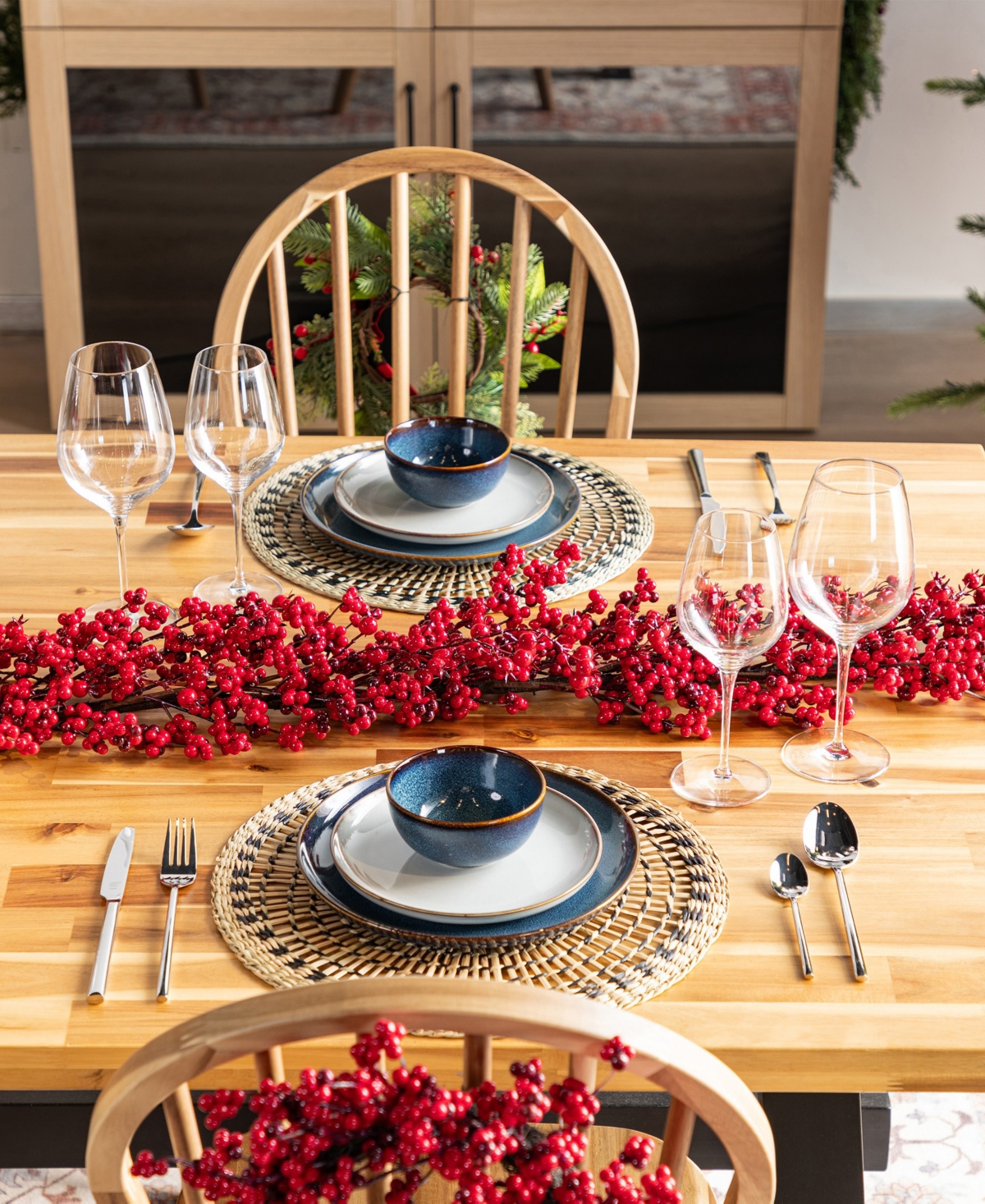 Glitzhome Christmas Red Berries Garlands, Set Of 2 In Multi