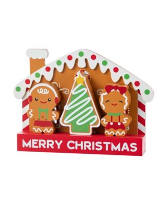 Wooden Christmas Gingerbread House Table D&eacute;cor, Set of 4