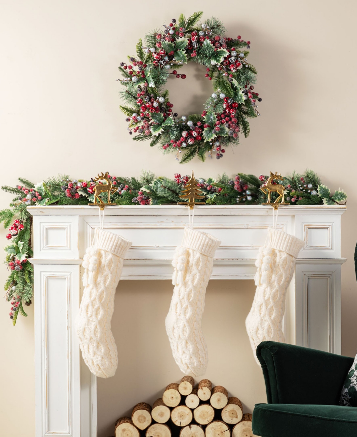 Glitzhome Knitted Christmas Stockings With Pompon Tassel, Set Of 2 In Multi