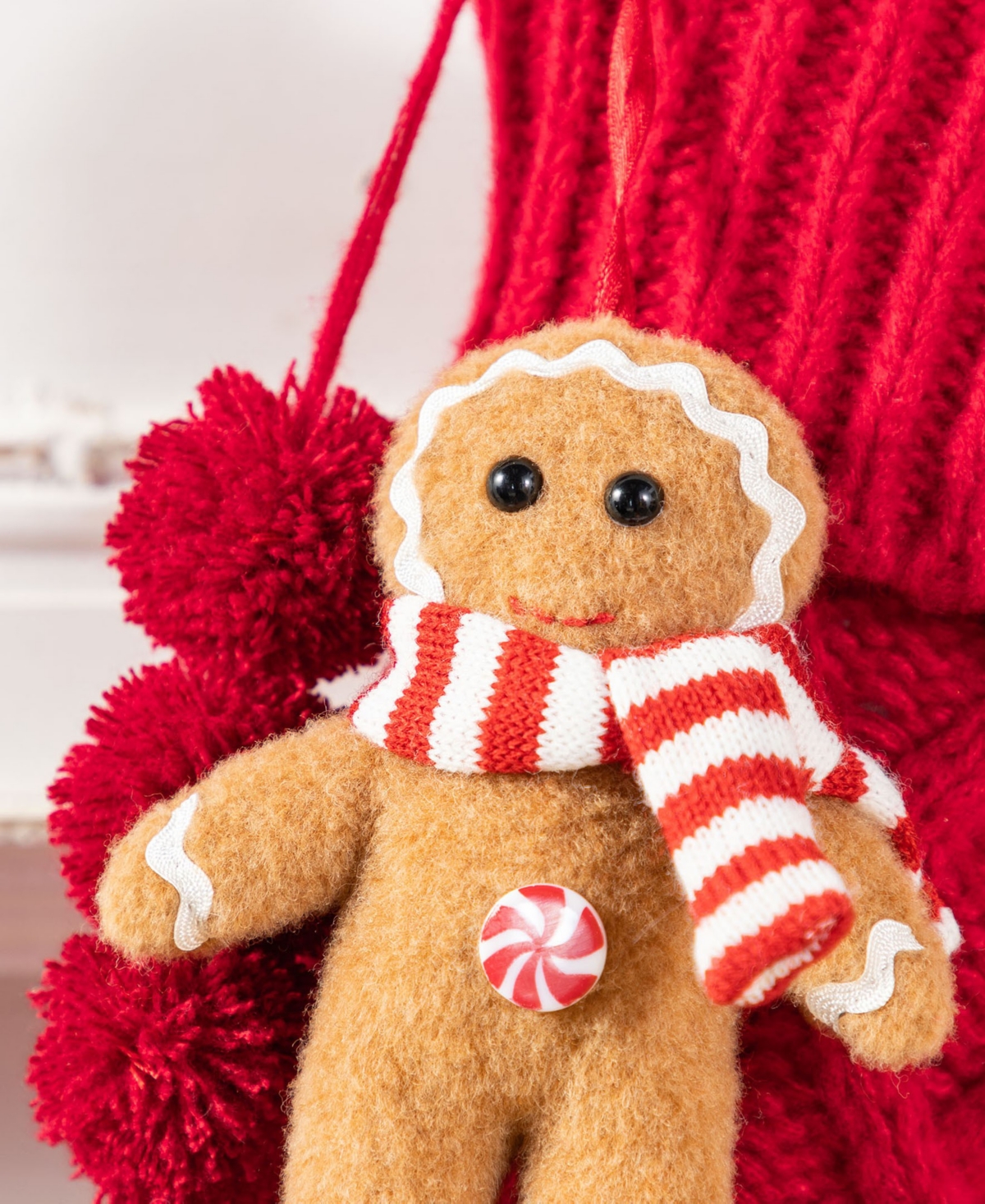 Glitzhome Knitted Christmas Stockings With Complimentary Gingerbread Man Ornament, Set Of 2 In Multi
