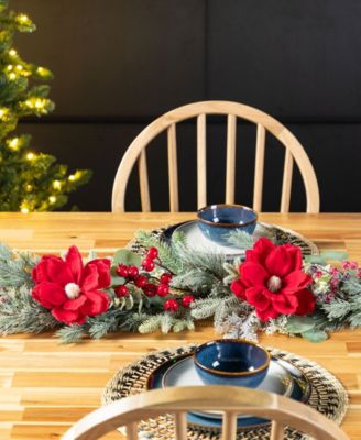 Christmas Magnolia Berry Wreath and Matched Garlands, Set of 3