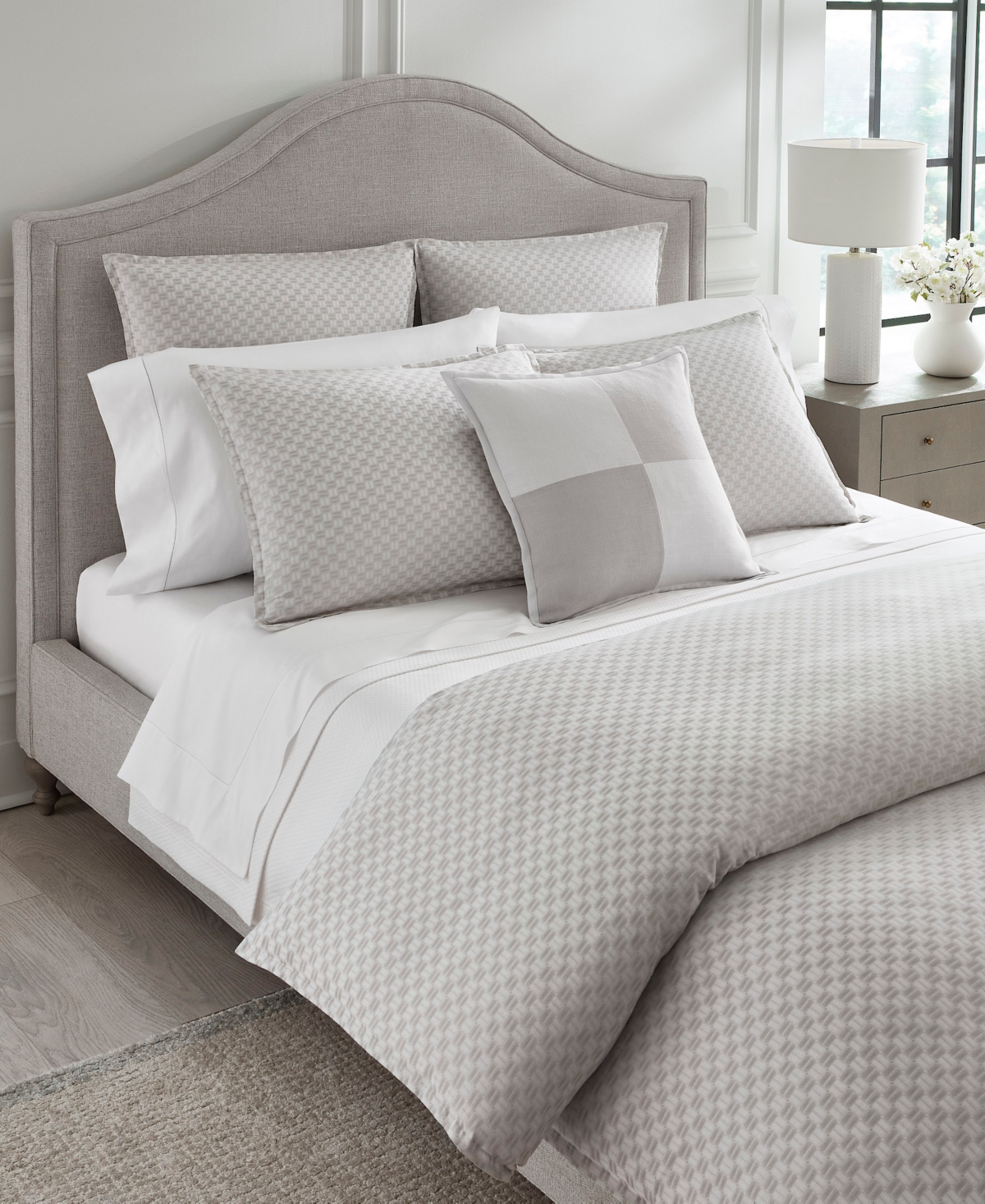 Sferra Macchia Cotton Boudoir Sham, 12" X 16" In Gray