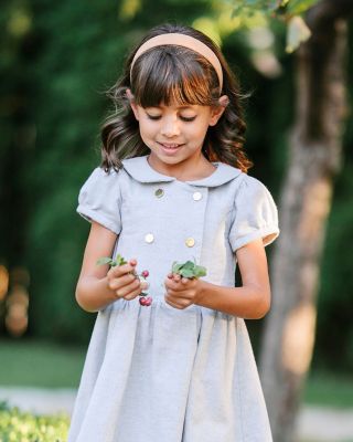 Little and Big Girls' Organic Double Breasted Flannel Dress with Collar