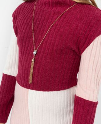 Big Girls Long sleeve Dress with Necklace