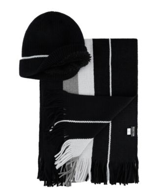 Men's 2-Piece Beanie and Ribbon Scarf Set