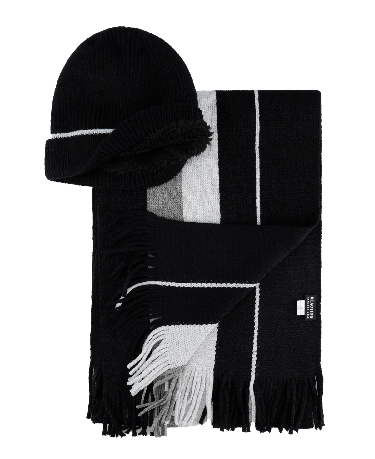 Kenneth Cole Reaction Men's 2-Piece Beanie and Ribbon Scarf Set