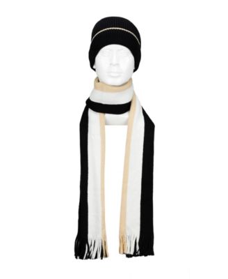 Men's 2-Piece Beanie and Ribbon Scarf Set
