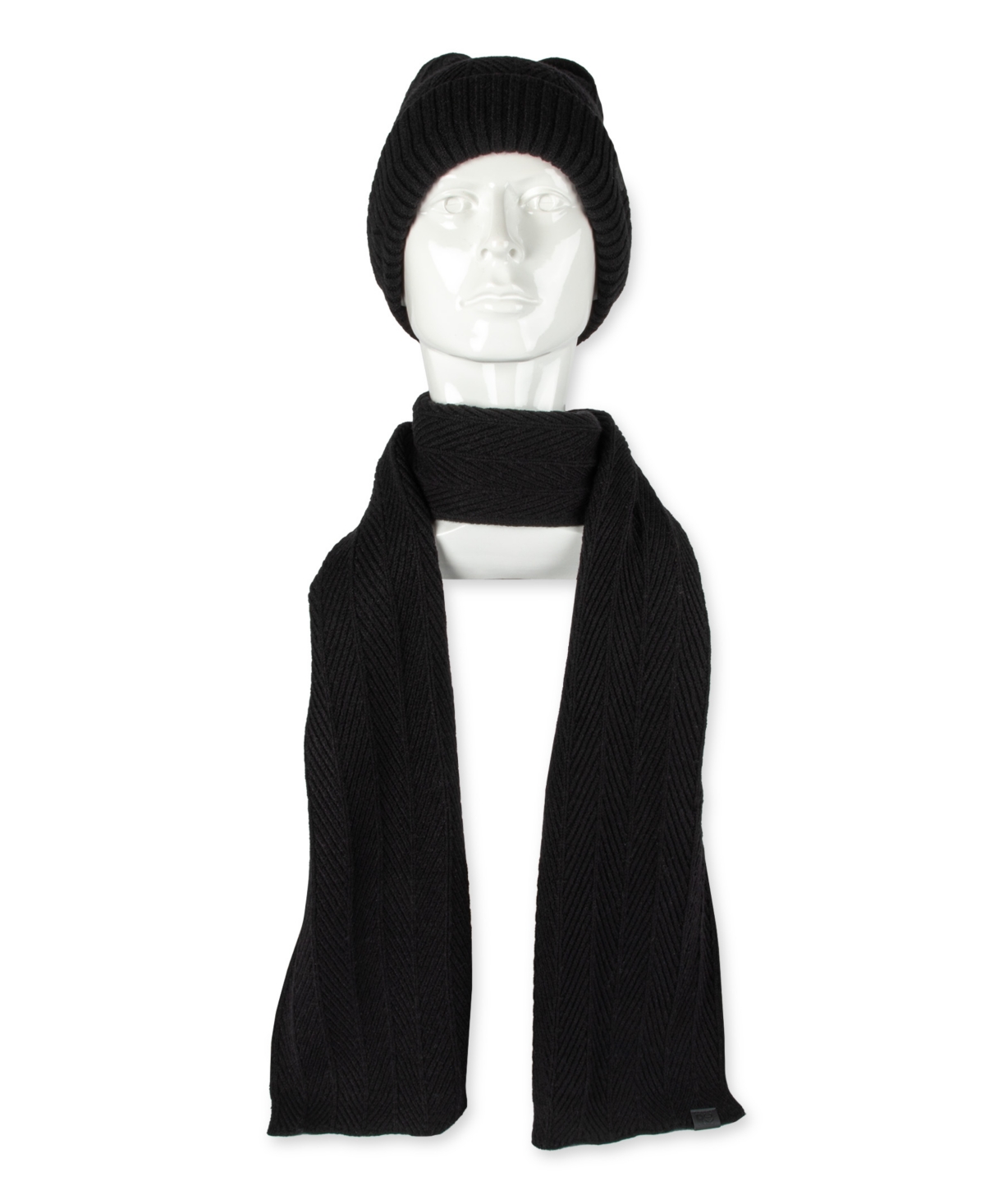 Kenneth Cole Reaction Men's 2-Piece Herringbone Knit Beanie and Scarf Box Set