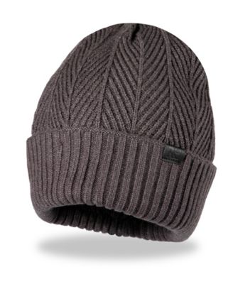 Men's 2-Piece Herringbone Knit Beanie and Scarf Box Set