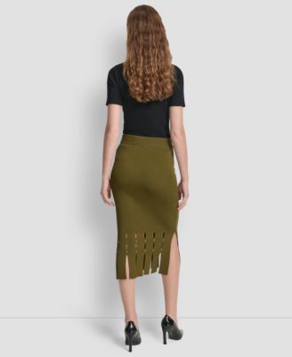Women's Grommet Detail Sweater Pencil Midi Skirt