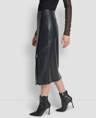 Women's Side Zip Pencil Midi Skirt