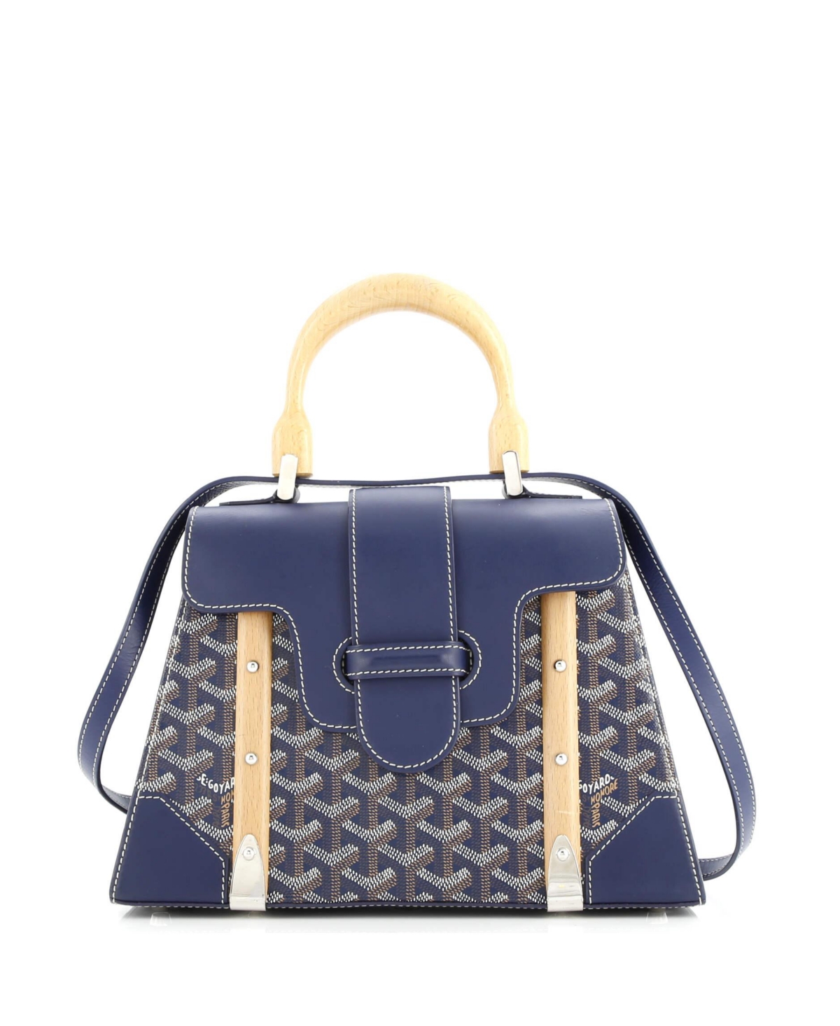 Pre-Owned Goyard Pm Saigon Top Handle Bag Coated Canvas with Leather