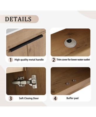 24" Freestanding Ceramic Sink Bathroom Vanity with Soft-Close Cabinet Doors