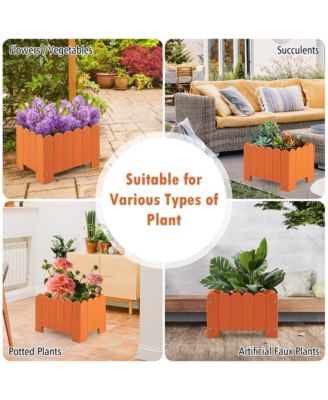 2 Pack Rectangular Planter Box Weather-resistant HDPE Flower Pot w/ Drainage Gaps  18'' x 12.5'' x 12''