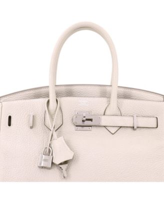 Pre-Owned Hermes Birkin 30 Handbag Light Clemence with Palladium Hardware